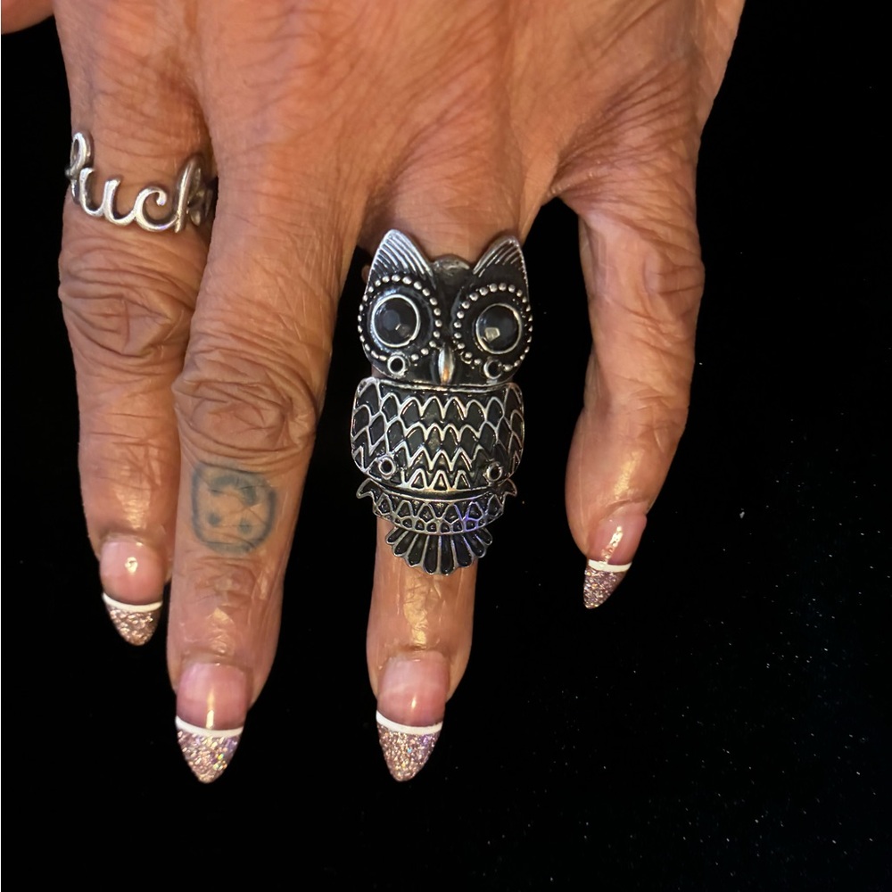 Silver Owl Statement Ring size 7